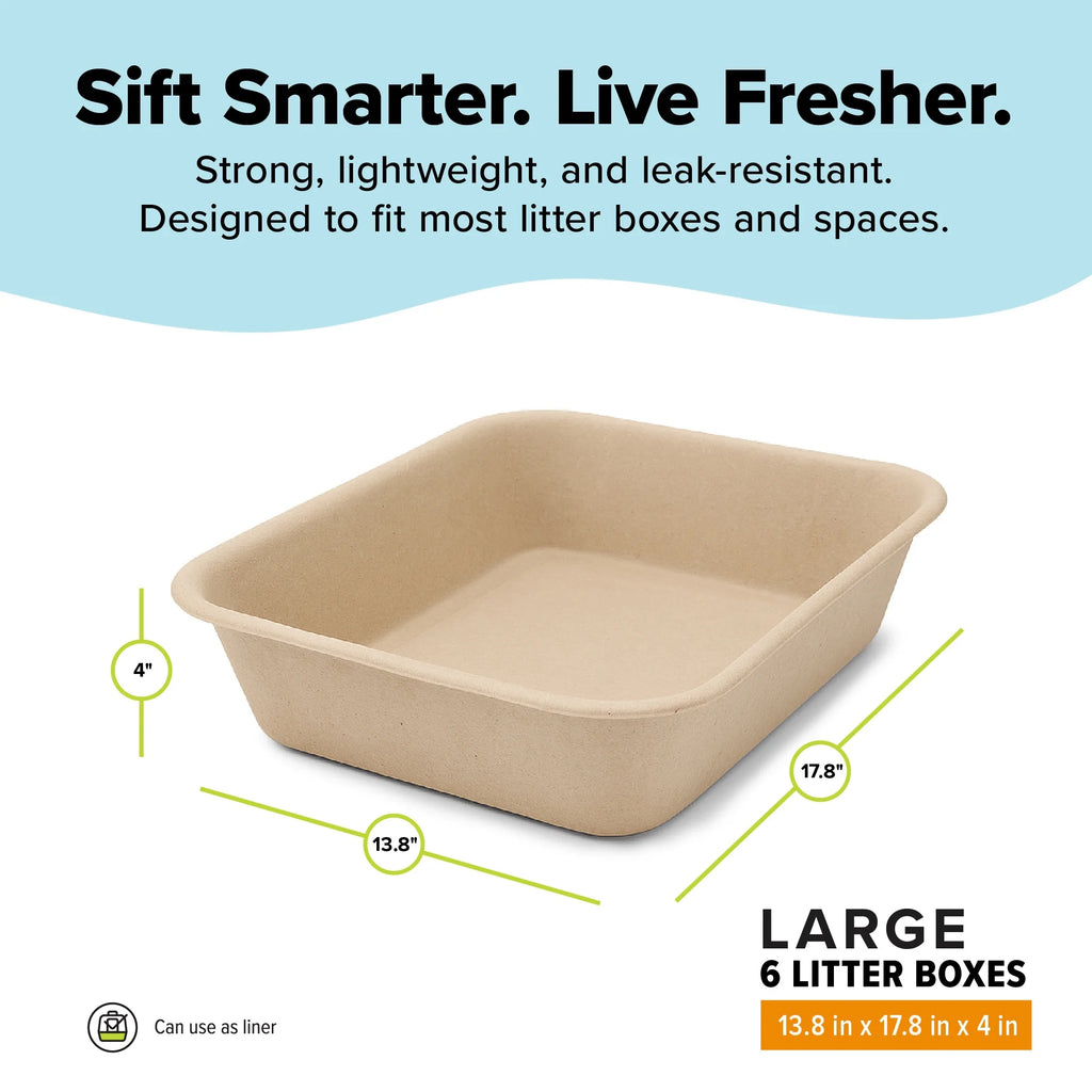 Large Cat Sifter, Eco-Friendly Litterbox with Scoop - Pack of 6