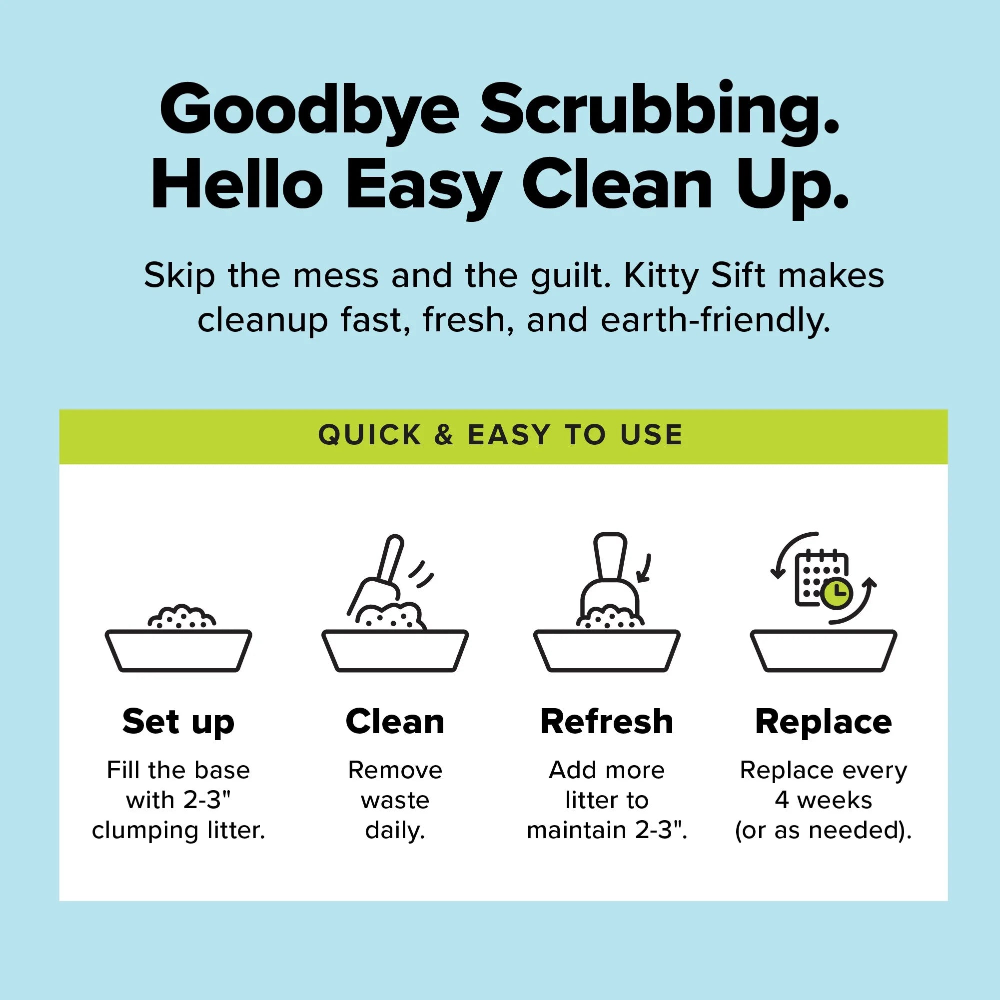 Large Cat Sifter, Eco-Friendly Litterbox with Scoop - Pack of 6